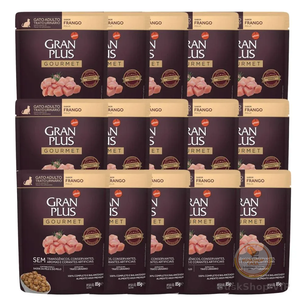 Caixa 18un Ração Úmida Granplus Sache Gato Trato Urinário Frango 85g