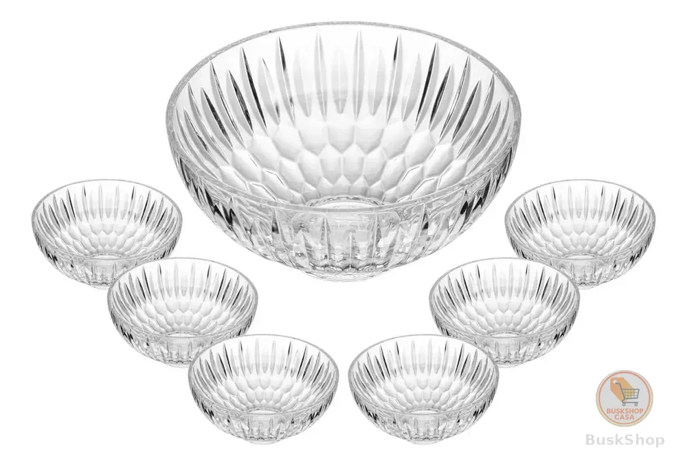 Conjunto 6 Taças Sobremesa 250ml E Bowl De Vidro Raios Wolff Transparente