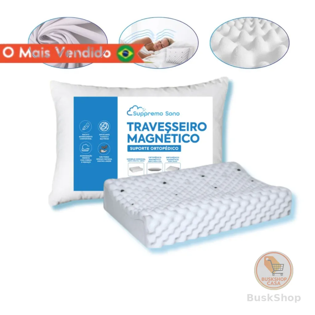 Travesseiro CERVICAL Ortopédico Pillow MAGNÉTICO Infravermelho Terapêutico Anti Ronco