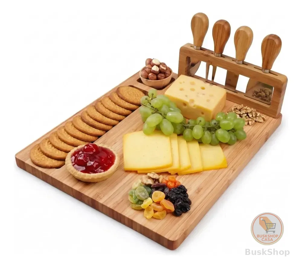 Tabua Queijos E Frios + Kit Espátulas 04 Peças