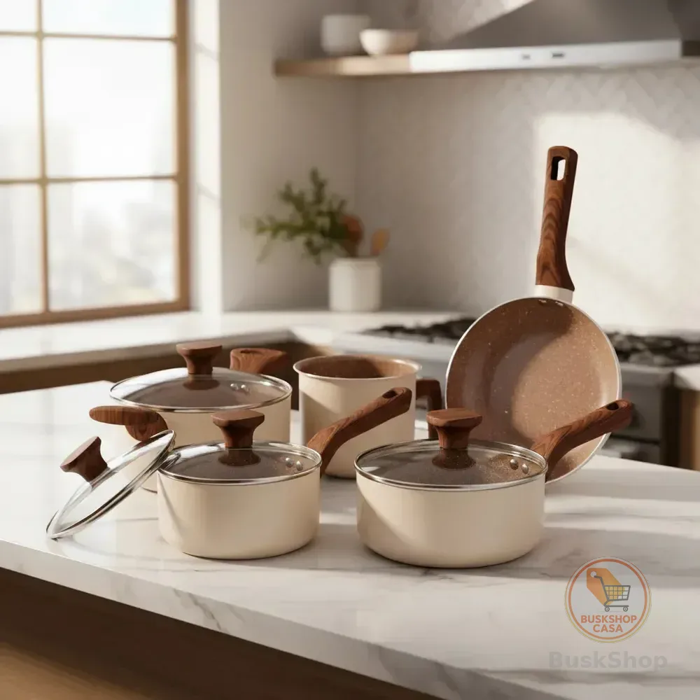 Jogo De Panelas Antiaderente Cerâmica Até 8 Peças Mimo Style 5 Peças Pratic Cook Crema