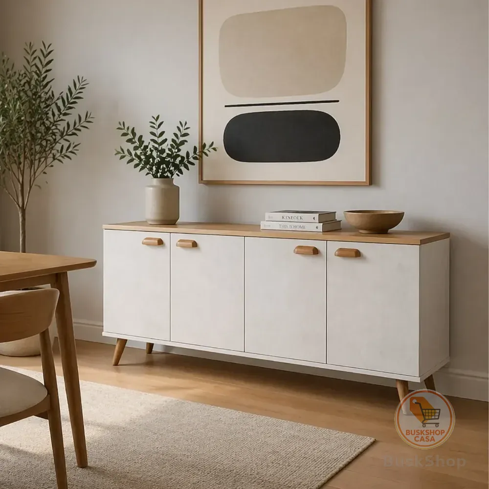 Balcão Aparador Compacto Para Cozinha Moderna 120x64 Branco