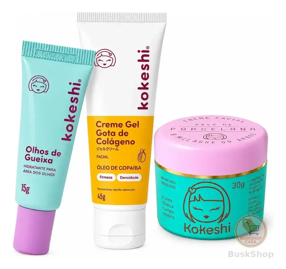 Kit Facial Kokeshi Completo 3 Passos Hidratação E Colágeno