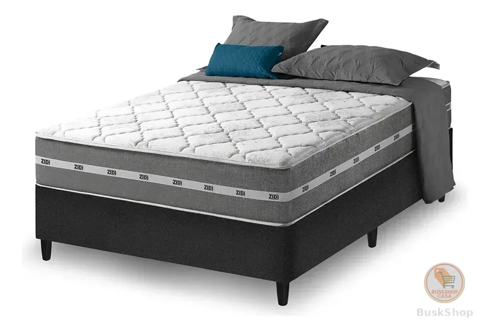 Cama Box Casal Preto + Colchão Molas Ensacadas Miami 138cm Preto
