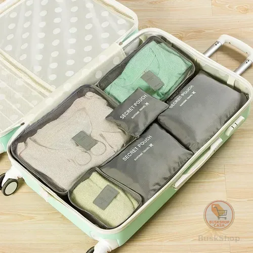 Kit 6 Organizador De Mala P/ Viagem Trip Necessaire Premium Cor Cinza