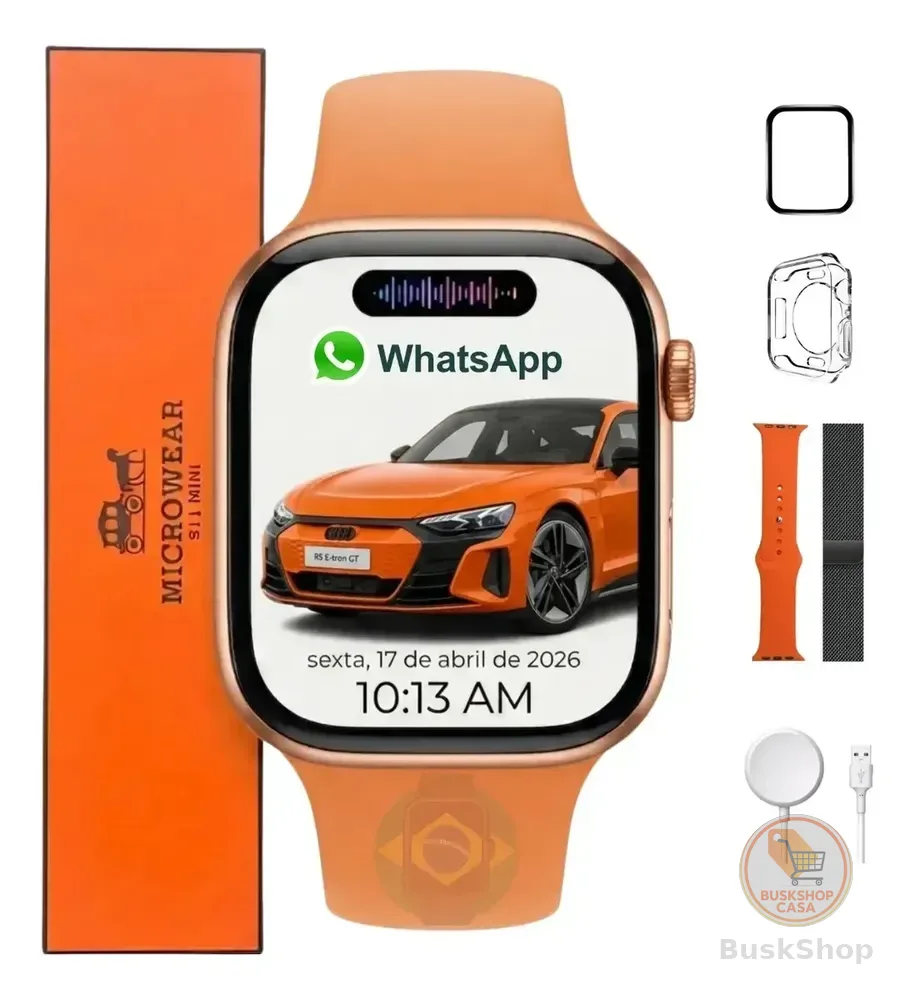 Relógio Smartwatch S11 Mini Serie 11 42mm Gps Nfc Wpp 2026 Caixa Laranja Especial