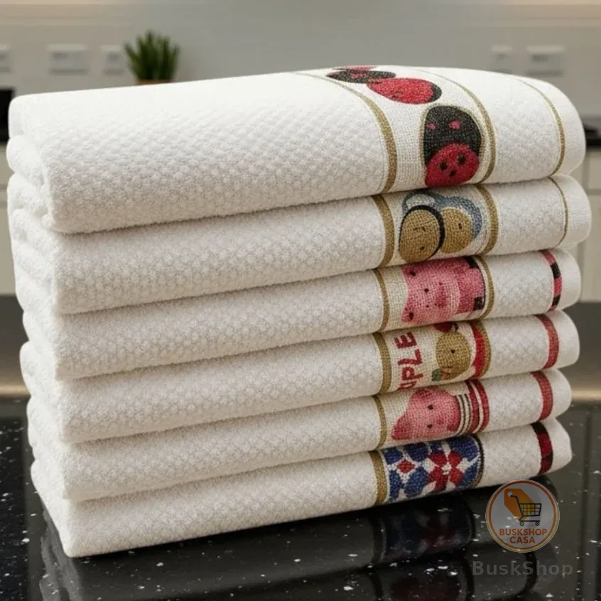 Kit 6 Pano De Prato Jacquard Atoalhado Decorados 45x65cm 100% Algodão Cozinha