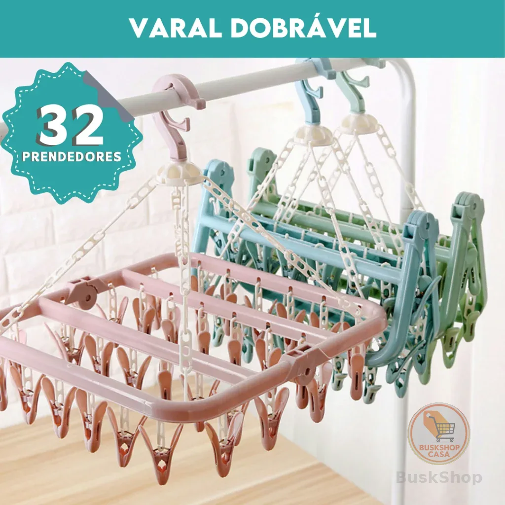 Varal de Roupas Íntimas Dobravel Com 32 Prendedores -  Meias, Calcinhas e Cuecas - CH