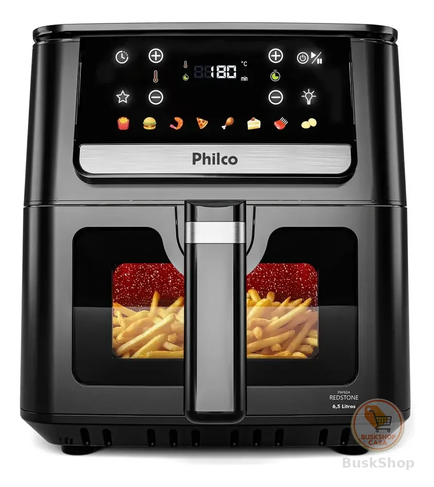 Air Fryer Philco 6,5L Visor Glass e Redstone 1700W PAF65A
