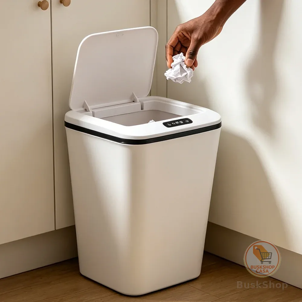 Lixeira com Sensor Automático 16L Recarregável Abertura Inteligente para Cozinha Banheiro Quarto Escritório
