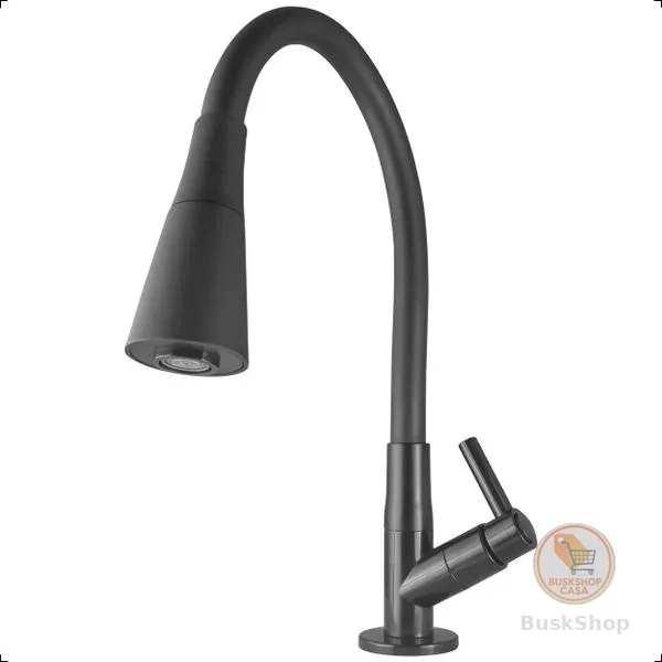 Torneira Gourmet Bancada 12A1 Full C72 Flexível Preto Fosco Para Cozinha Churrasqueira Área Externa Dois Jatos - Aromatec