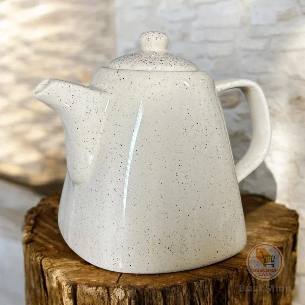 Chaleira Para Servir Chá Café e Água 1 Litro Feito de Cerâmica Bege Creme