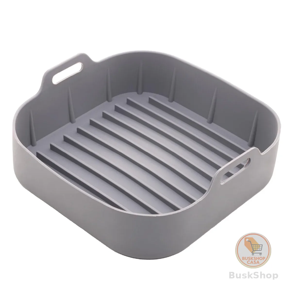 LYOR - Forma Quadrada de Silicone para Air Fryer Cinza 20Cm x 7Cm