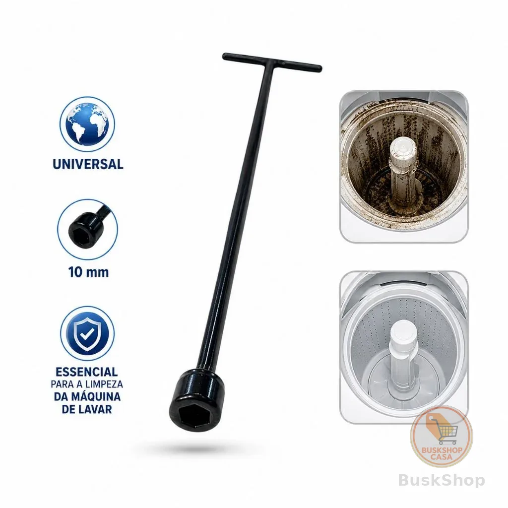 Chave T  Longa Para máquina de lavar 10mm Agitador Brastemp/Consul/Electrolux Universal 48/62cm