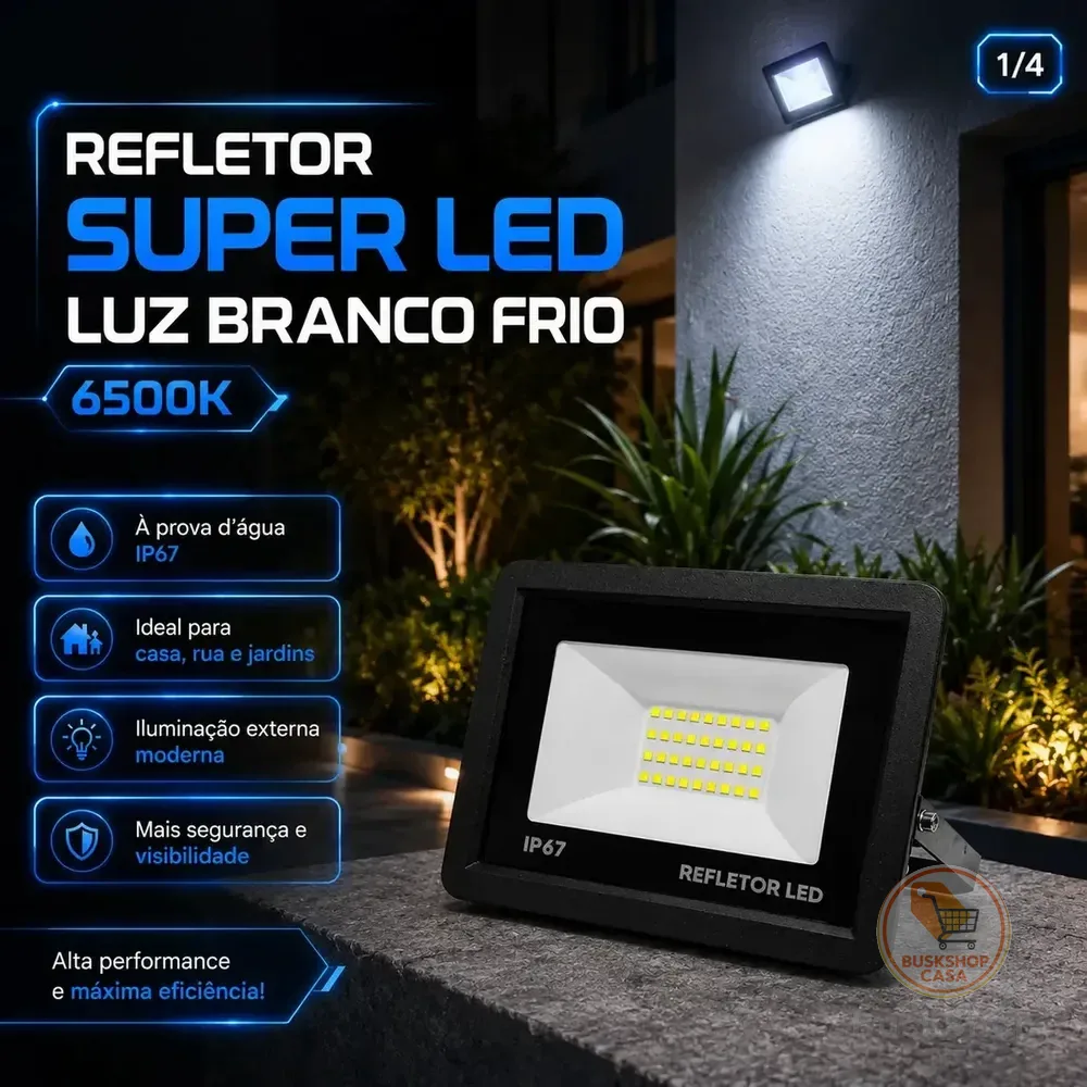 Kit 4 Refletores Super Led 200w Holofote Bivolt Ip67 Prova D'água Branco Frio 6500k