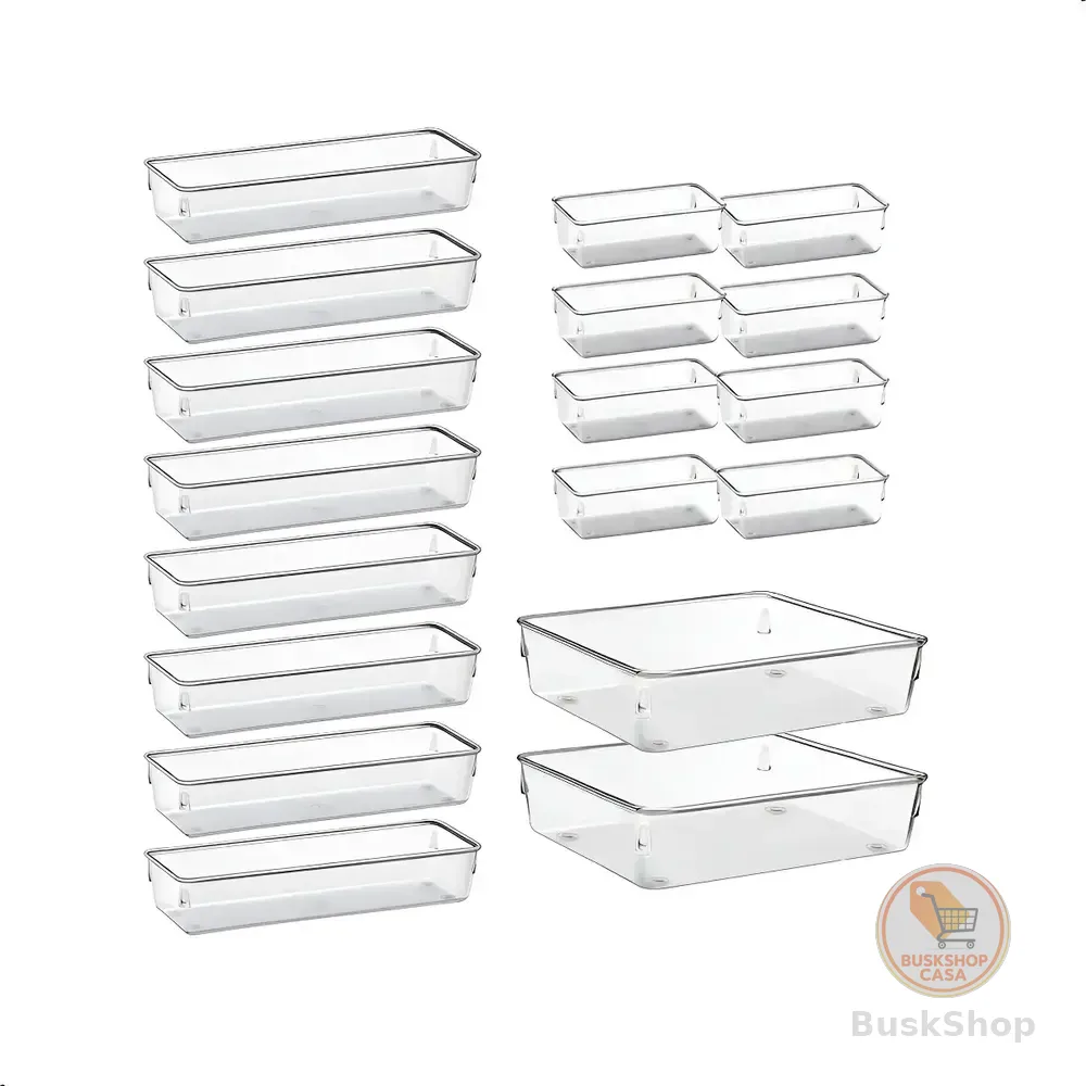 Kit 18 Organizadores Retangulares Acrilico Rebirth Transparente Cristal