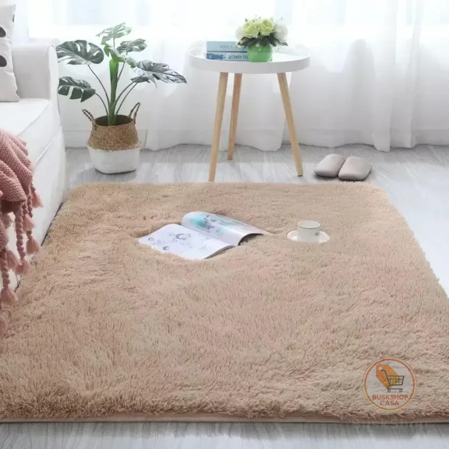 Tapete Carpete Sala Peludo Quarto Saldão 1,5x2 Luizatex Cor Bege Desenho do tecido Pelo Alto