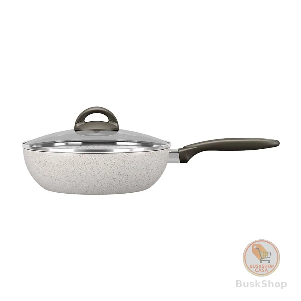 Brinox Wok com Tampa 28Cm 4,1L Ceramic Life Suprema Vanilla