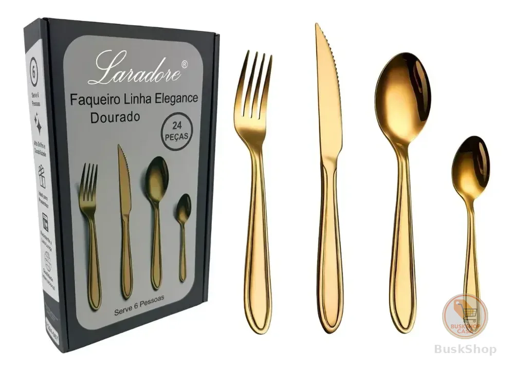 Faqueiro Em Aço Inox - Laradore Elegance Dourado (24 Peças) Dourado