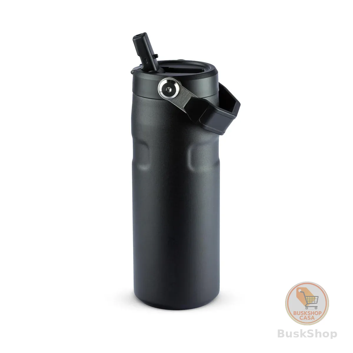 Stanley - Garrafa de Água Aerolight Flip Straw, Canudo Integrado, Abertura Grande, Aço Inoxidável Leve, 473ml Black