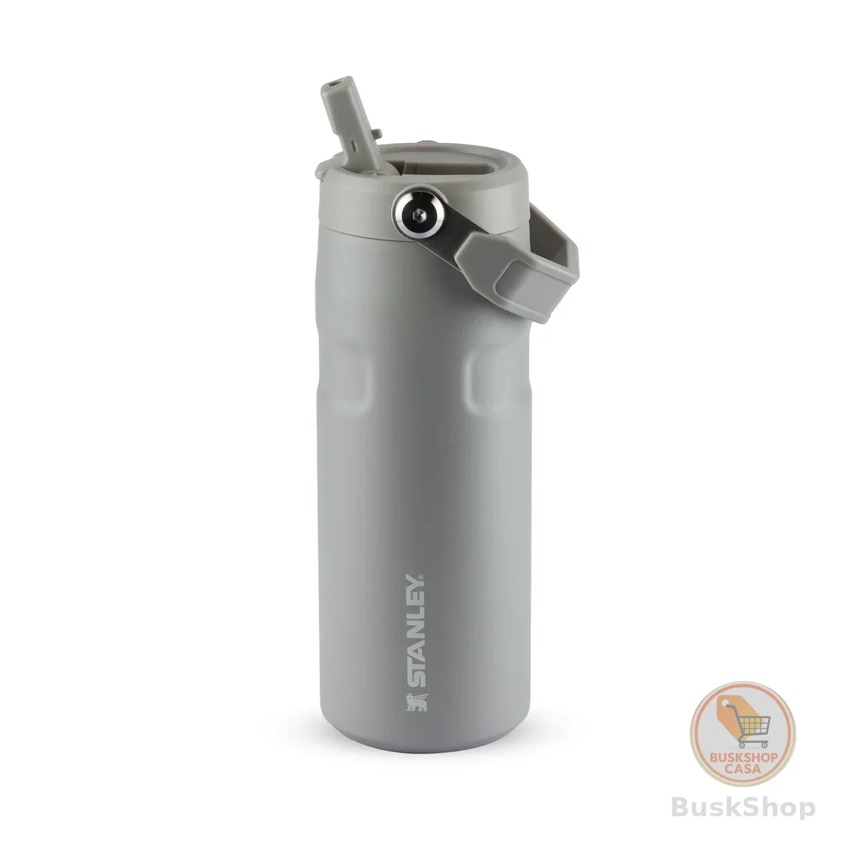 Stanley - Garrafa de Água Aerolight Flip Straw, Canudo Integrado, Abertura Grande, Aço Inoxidável Leve, 473ml Ash