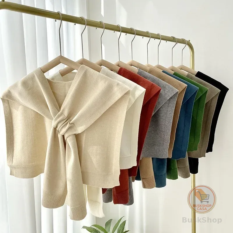 Xale de Tricô para Mulheres, Capa de Ombro Tricotada, Xale Casual para Blusas, Vestidos e Cardigãs, Poncho, Cachecol