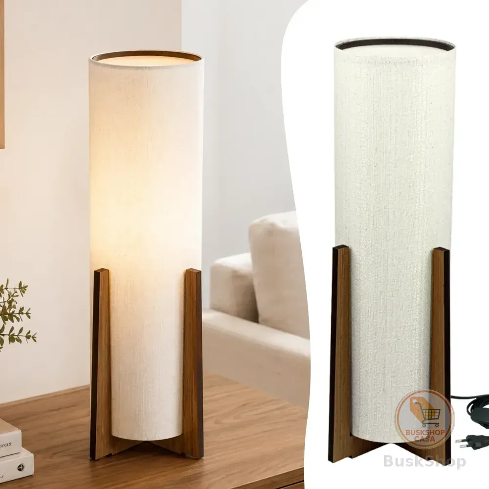 Abajur Luminaria Madeira Atlantica 46 Cm Mesa Sala Decoração