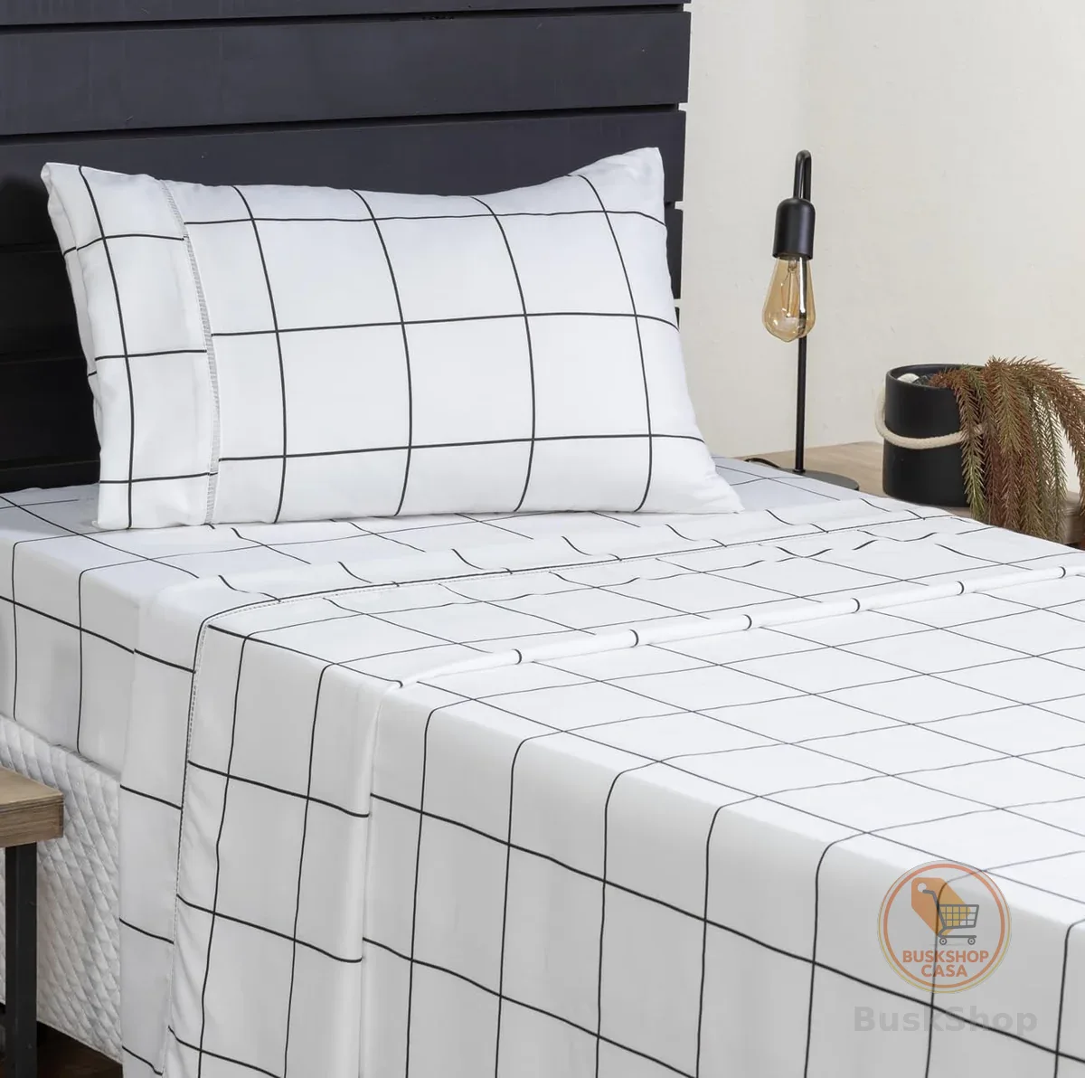 Jogo de Cama Classic Solteiro Percal 400 Fios Ponto Palito 03 Peças, Antiácaro, Anti-pilling com Toque Macio (Chess)