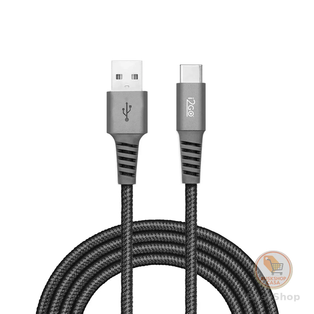 Cabo USB-C I2GO 2m 2,4A Nylon Trançado Chumbo - I2GO PRO