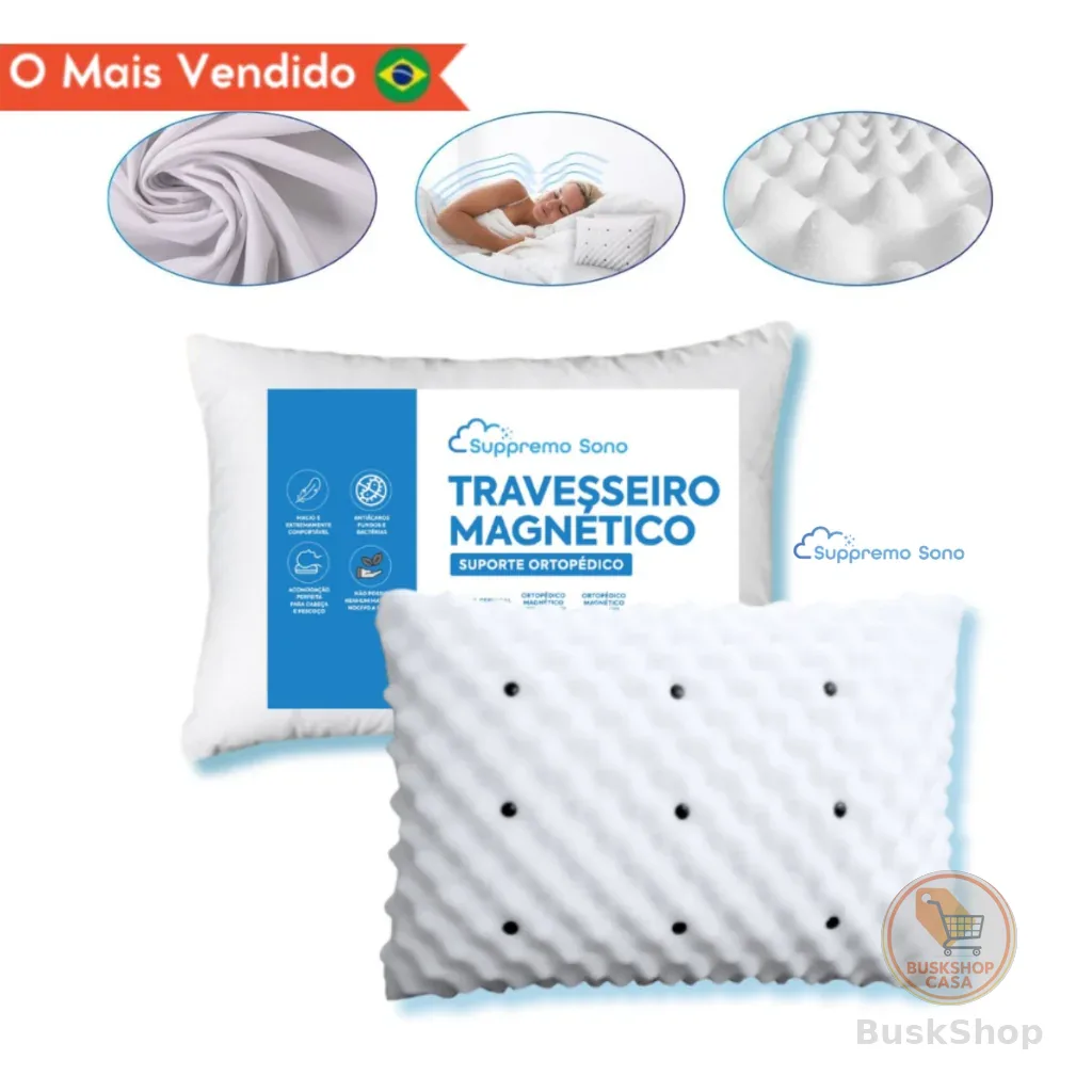 Travesseiro Magnético ALTO ORTOPEDICO Massageador Confortável Terapeutico Luxo
