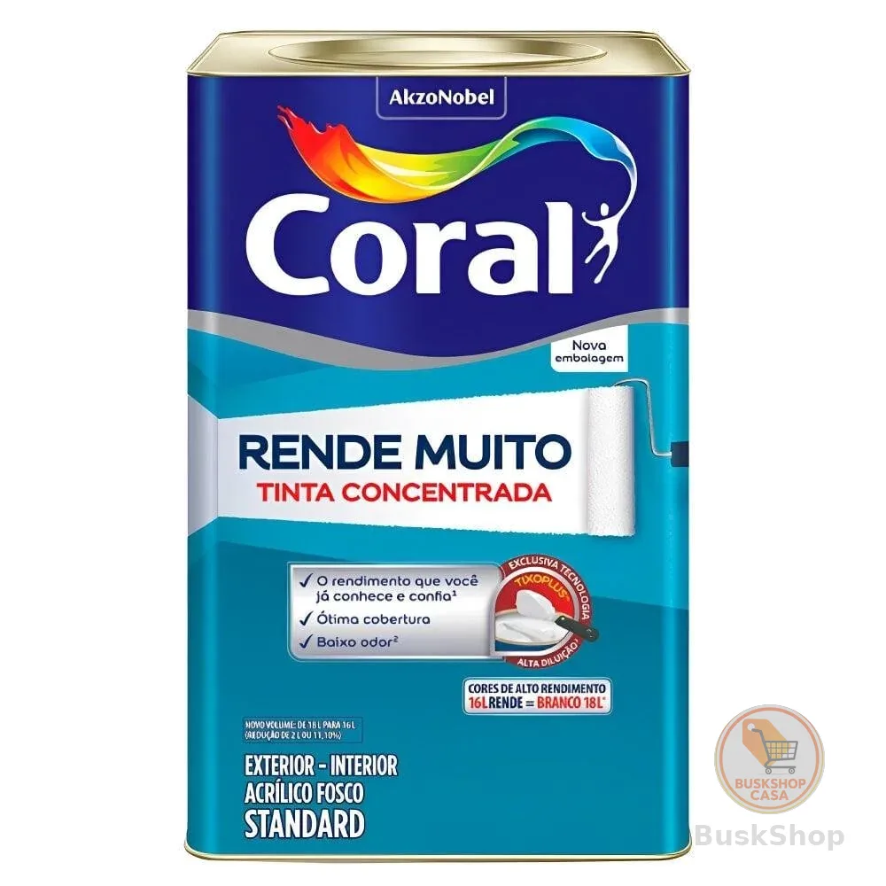 Tinta Para Parede Interna e externa Acrílica Fosco Rende Muito Coral 16L Diversas Cores