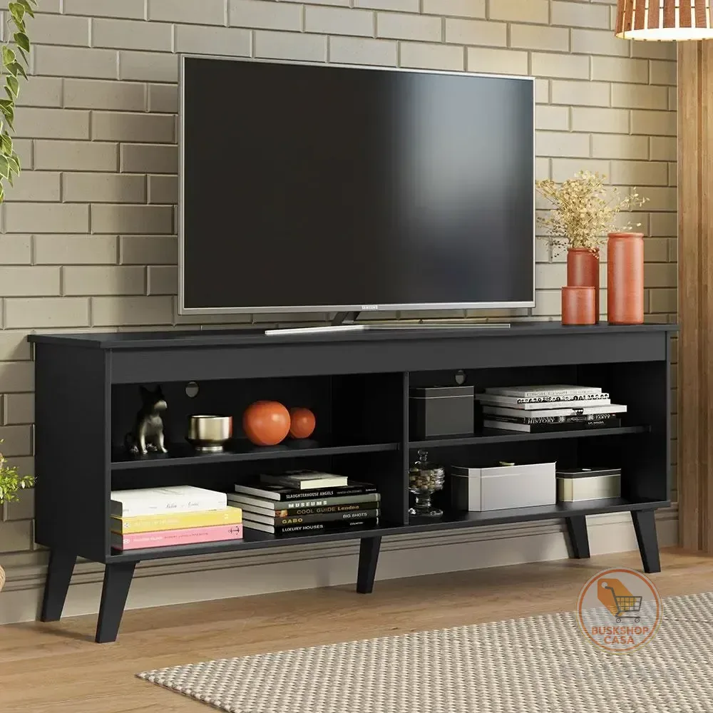 Rack Para Tv Até 65 Polegadas Com Pés Turim Madesa Cor Preto XM6997