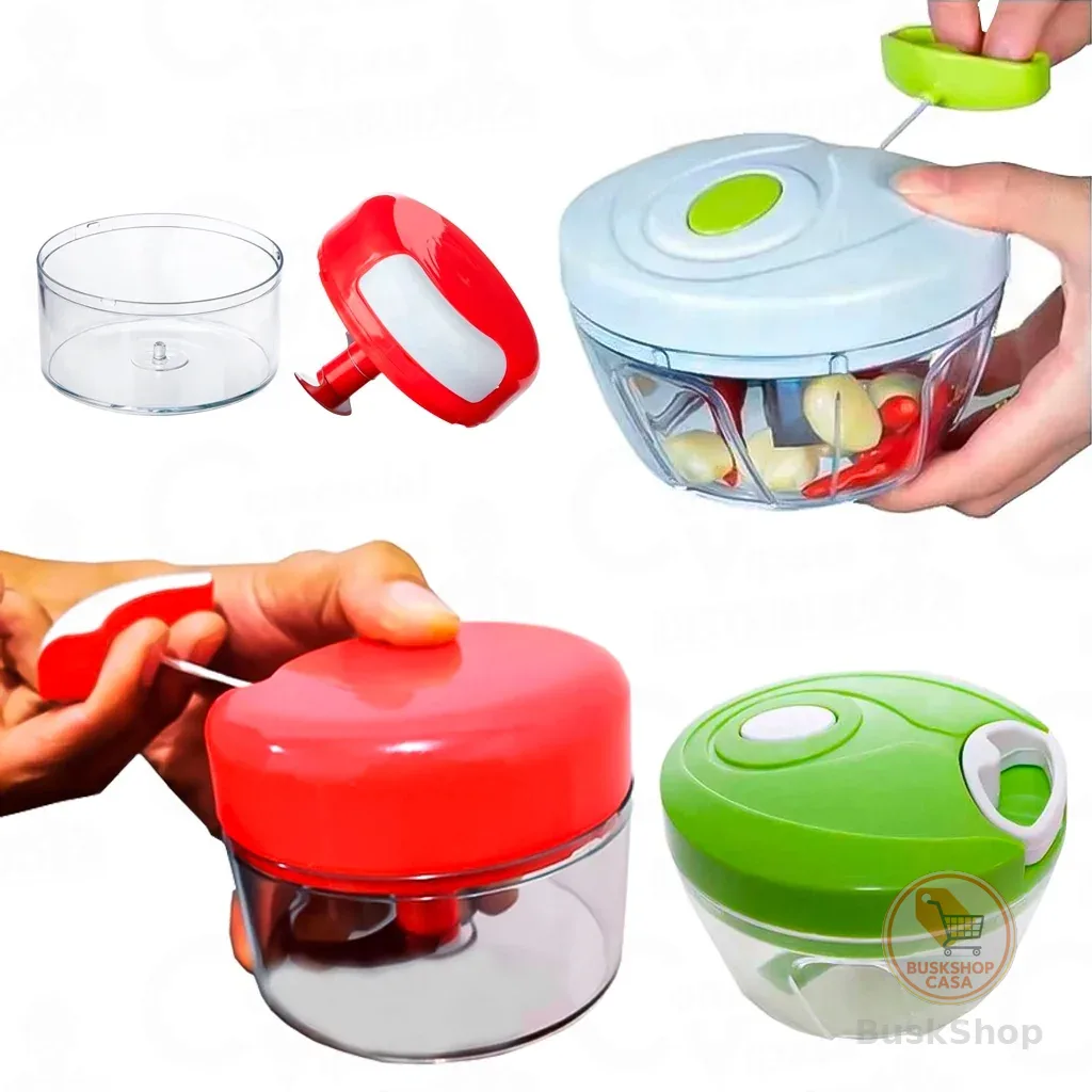 Mini Processador Manual De Alimentos De 200 - 500ml Triturador Com 3 Lâminas Super Resistente