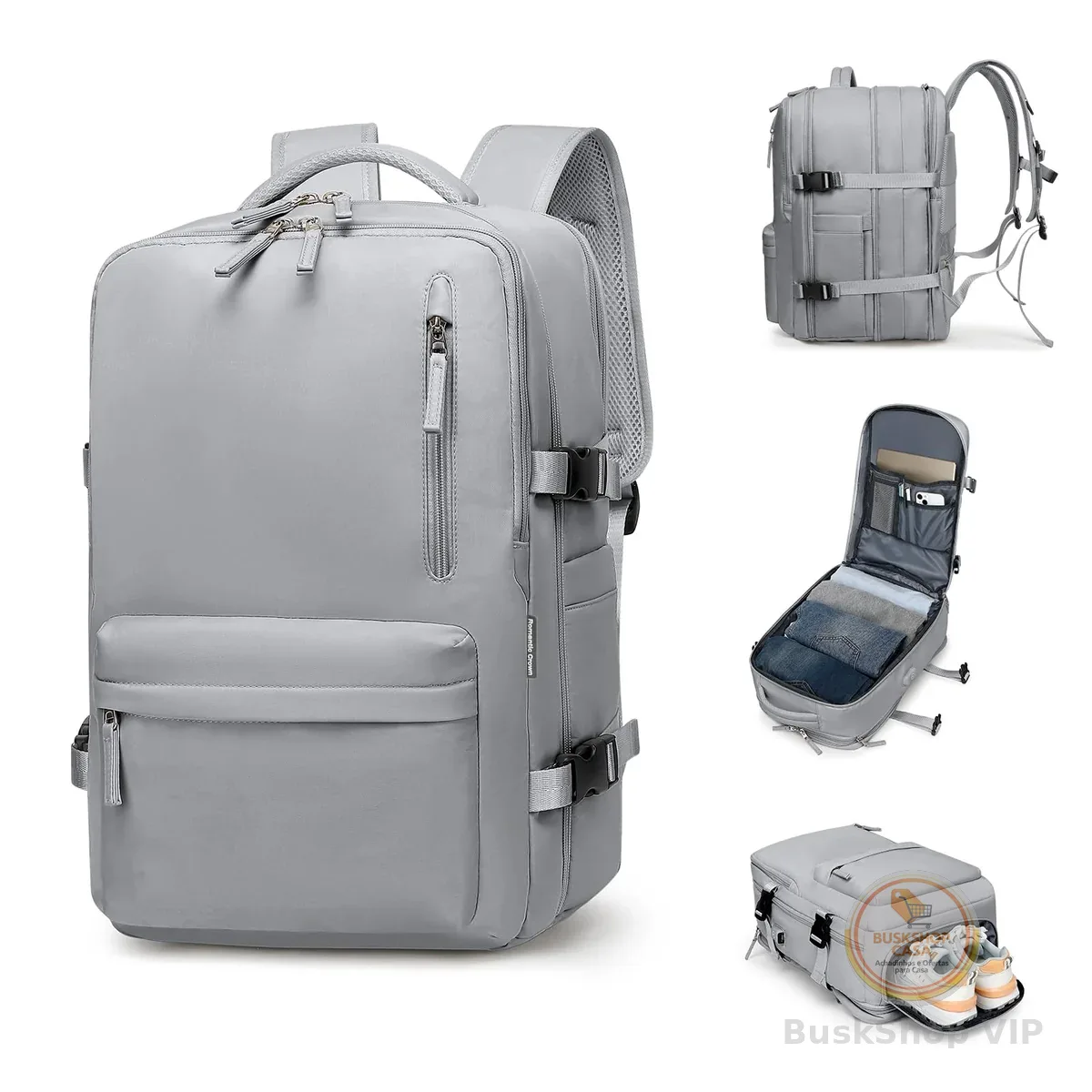 Romantic Crown Mochila de Viagem Expansivel Avião Grande Feminina,Mochila Executiva Masculina Impermeável Reforçada para Notebook,Casual Esportes Hiking Escola Presente (Cinza)