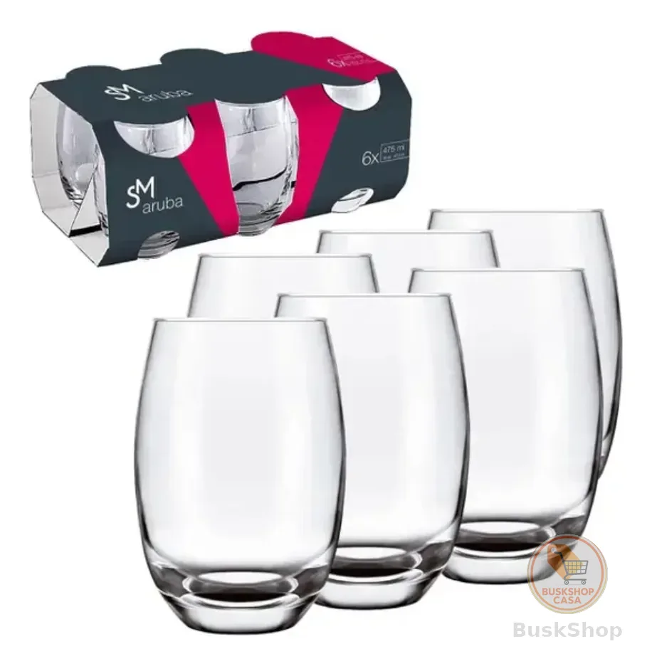 Jogo De Copos 6 Peças Aruba Transparente Sm 465ml - Nadir