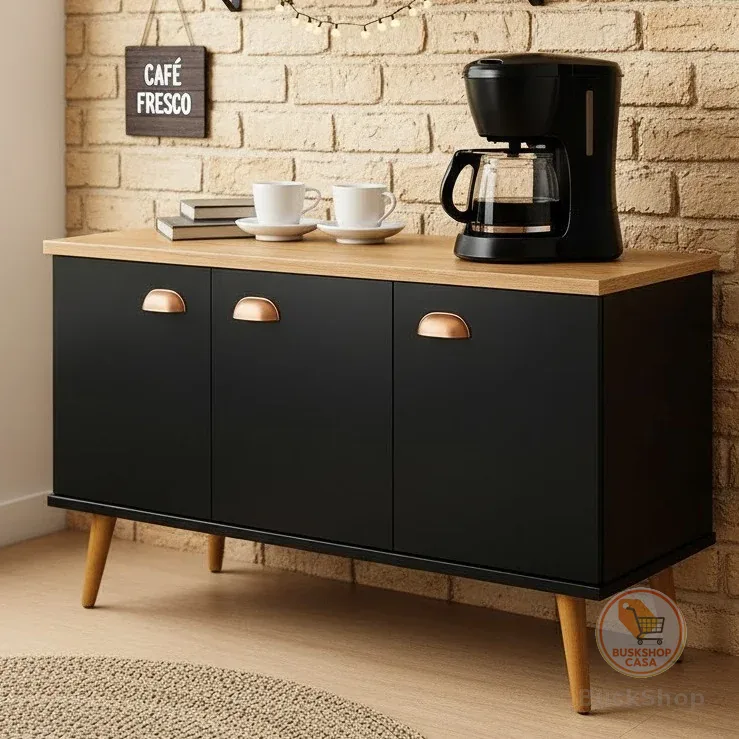 QUEIMA DE ESTOQUE - Buffet Balcão com 3 Portas e 1 Prateleira Multiuso - p/ Sala Estar ou Escritório