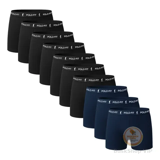 Kit 10 Cuecas Boxer Masculina Algodão Confortável Polo Fit