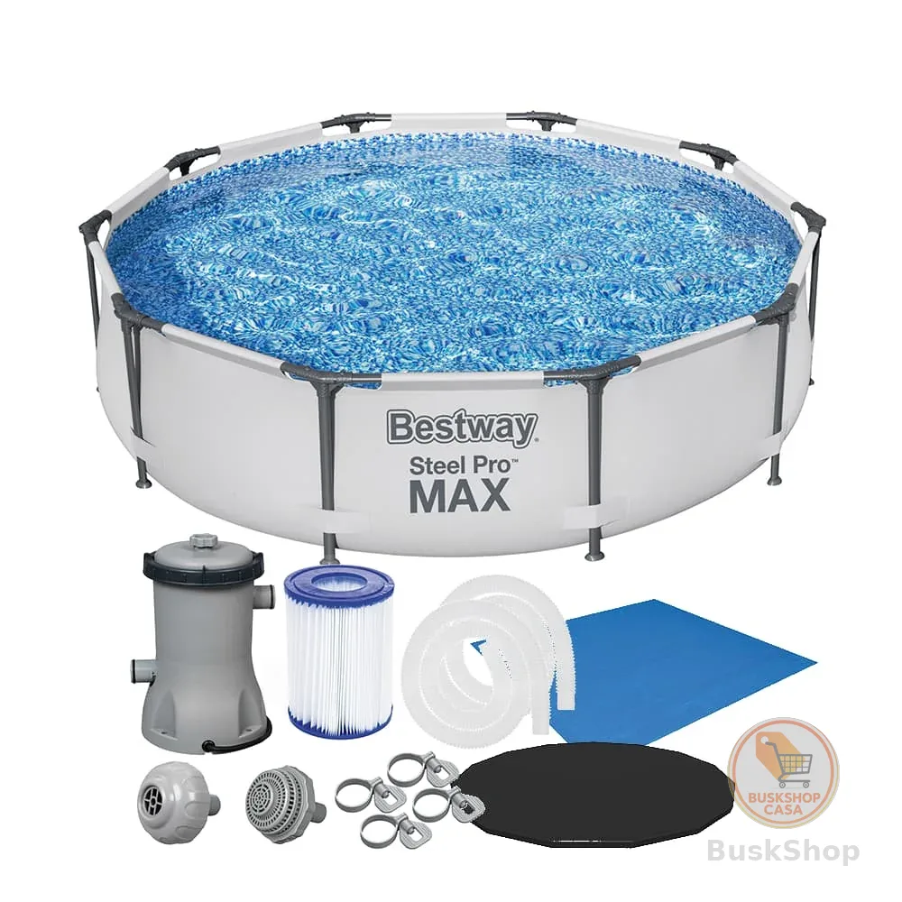 Piscina Estrutural 4678L Circular Pro Max + Filtro 110v ou 220v + Capa + Lona Bestway