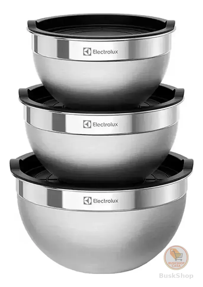 Conjunto Bowls Tigelas Inox Com Tampa Plástica - Electrolux