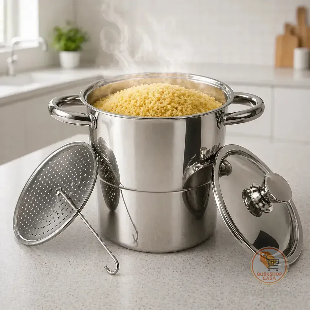 Cuscuzeira Nordestina Inox 2,5l 16cm P/ Indução E Gás Inox