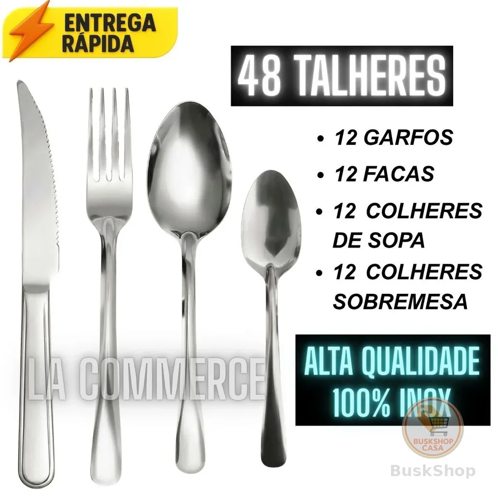 24/48/72/96 Peças Talheres De Aço Inox Garfo Faqueiro Colher De Sobremesa Cozinhas Casa