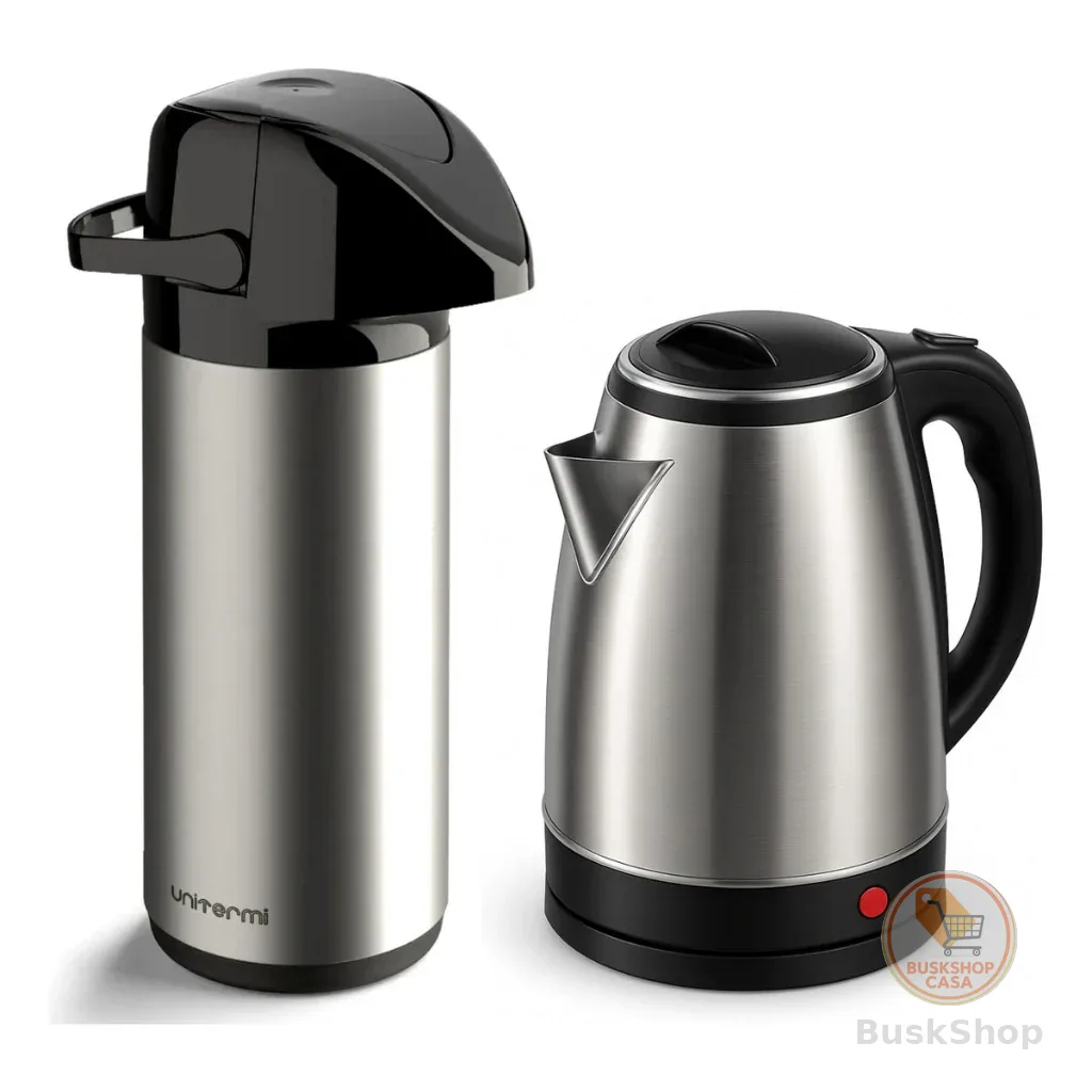 Kit Garrafa Térmica 1L + Chaleira Elétrica 1,8L 110v OU 220v - Unitermi