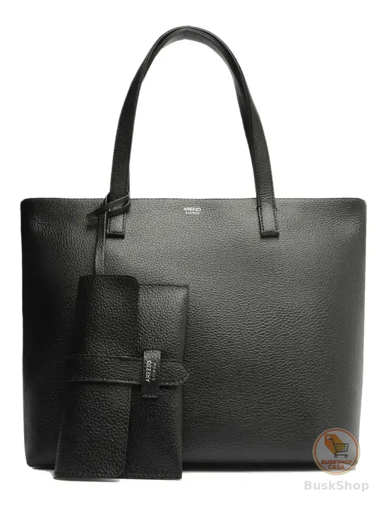 Bolsa Arezzo Shopping Tamanho Grande Lisa Com Carteira Cor Preto