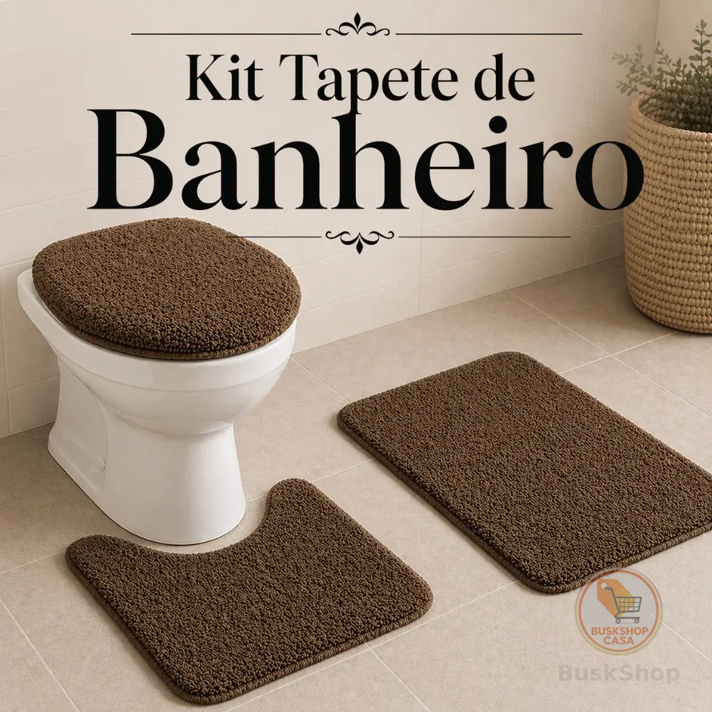 Kit Tapete Banheiro 3 Peças Pelo Baixo 100 Algodão Antiderrapante Felpudo