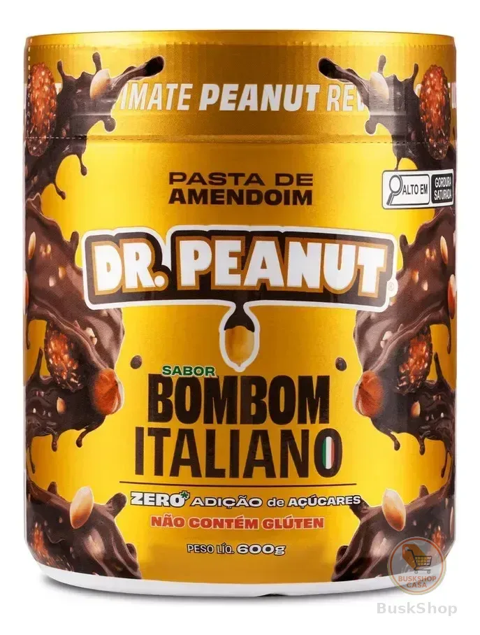 Pasta de Amendoim Dr. Peanut Gourmet com Whey Protein Sabor Bombom Italiano 600g