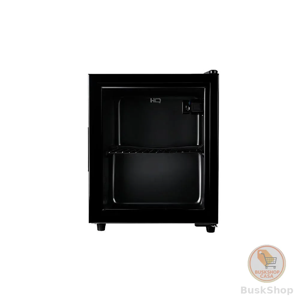 Frigobar Expositor HQ 50L Porta de Vidro Duplo Full Black com Luz Interna e Termostato HQ-50FBPV
