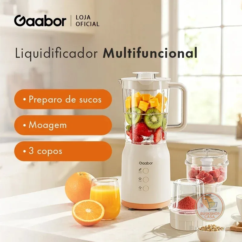 Gaabor Processador de Alimentos 3 em 1 400W 1,2L Para Cozinha Facil Limpeza JM-12E01A