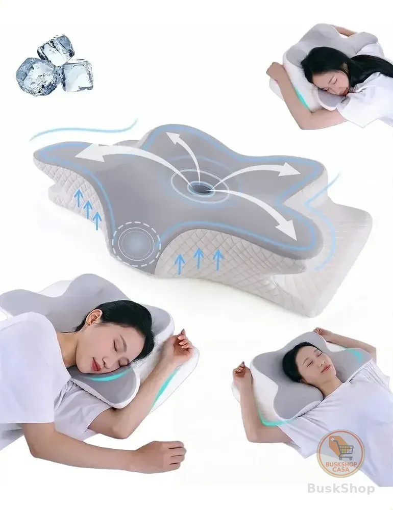 Travesseiro Cervical Viscoelástico Ergonômico Light Gray