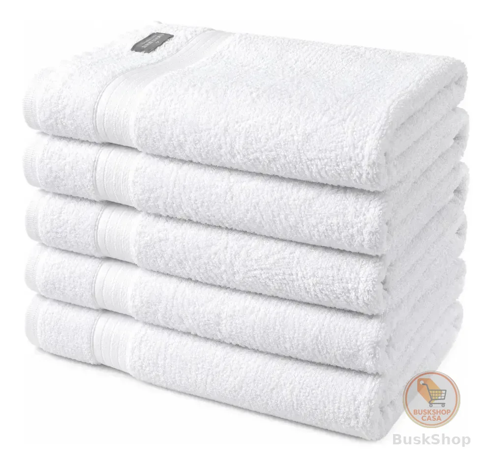 Kit 5 Toalhas Brancas Banho Hotel Laune Haus 130x80cm