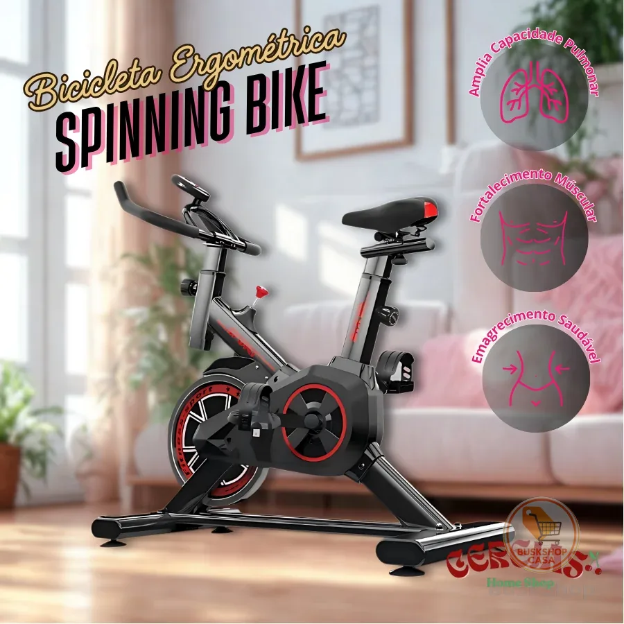 Bicicleta Spinning Profissional Ergométrica com Roda de Inércia Reforçada Suporta 120kg